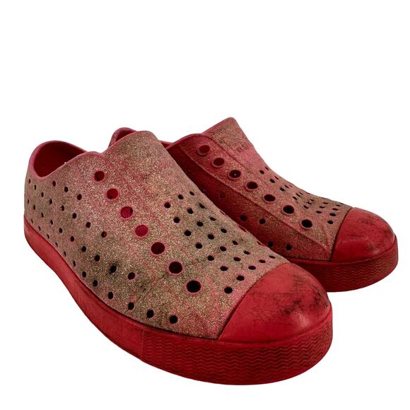 Native Jefferson Bling Glitter Slip-On Sneaker Lightweight EVA Pink Kids 12 - Picture 1 of 5